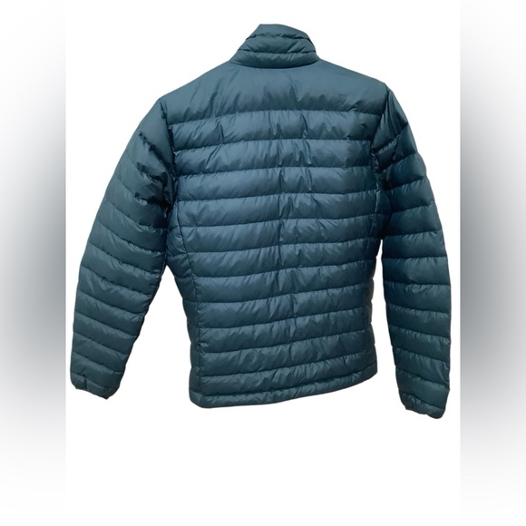 Patagonia Men's Down Puffer Jacket Teal Blue With Lime Yellow Zipper Size XS - Picture 2 of 12
